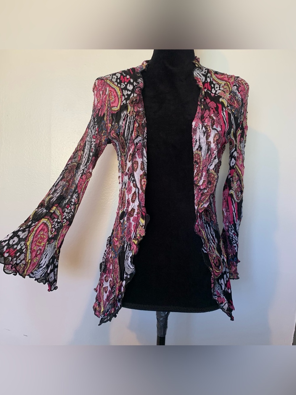 Alberto Makali Pink, Black & Multicolor Paisley Sheer Top